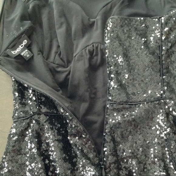 Sequin Dress, Peplum Cut, Mesh Neckline- WORN ONCE - Picture 7 of 8